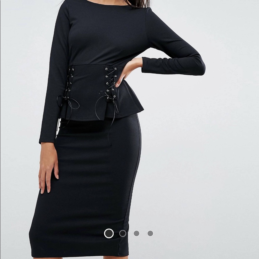 ASOS Midi Dress with Corset Peplum Detail